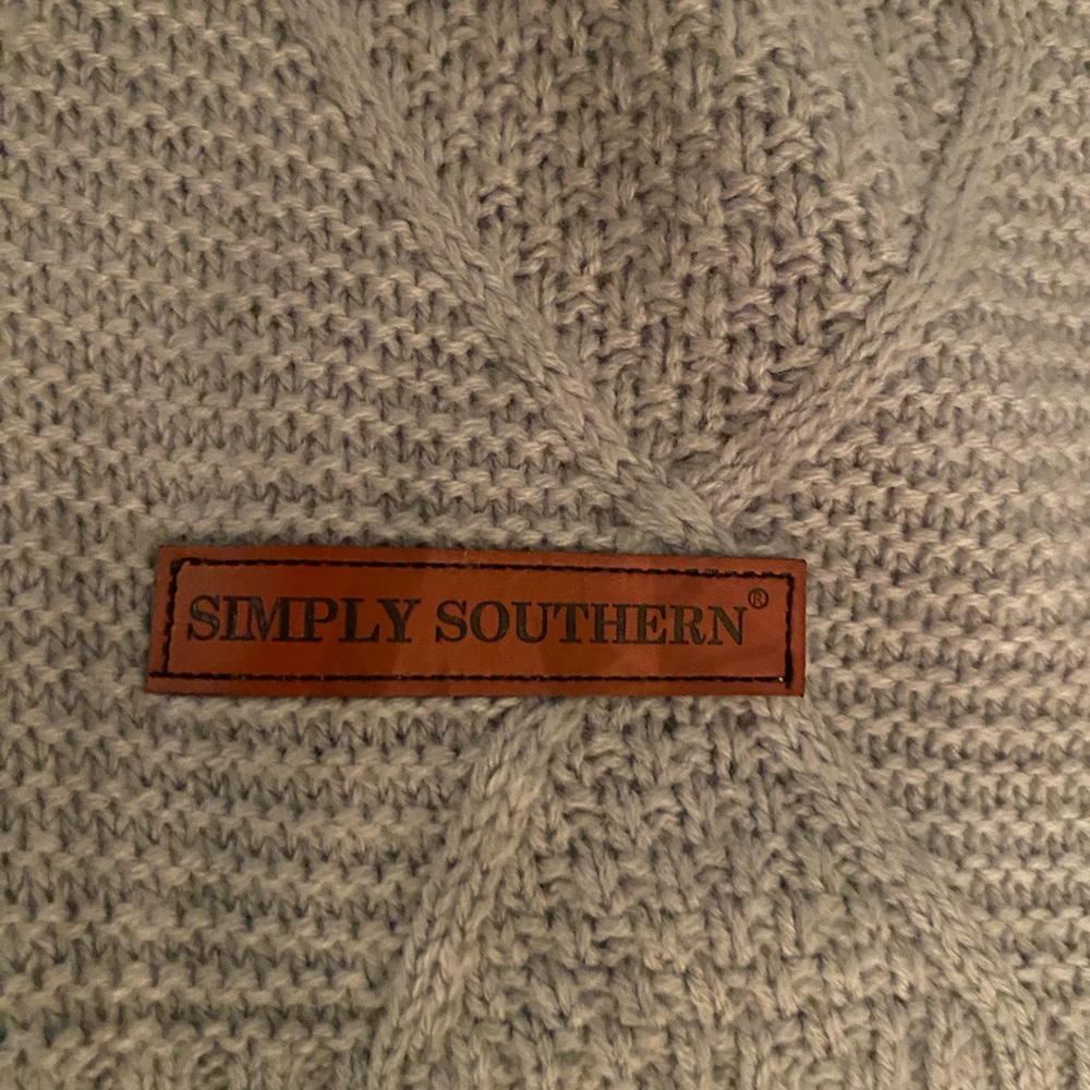 Simply Southern Light Gray Cable Knit Sweater - Picture 2 of 3
